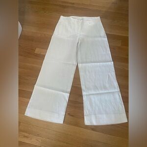 Womens Summer Pants Trousers White Linen 10 Wide Leg NEW NWOT